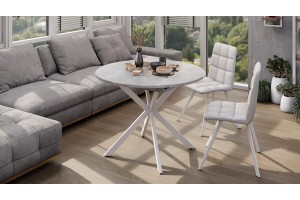 Стол обеденный раздвижной Мэдисон Тип 1 Белый муар, Ателье светлый