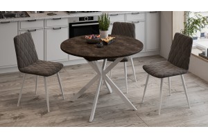 Стол обеденный раздвижной Мэдисон Тип 1 Белый муар, Ателье темный