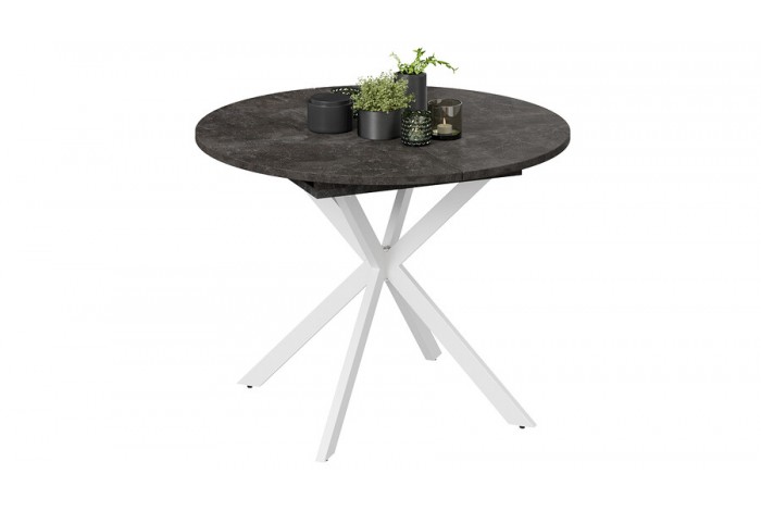 Стол обеденный раздвижной «Мэдисон» Тип 1 Белый муар, Ателье темный