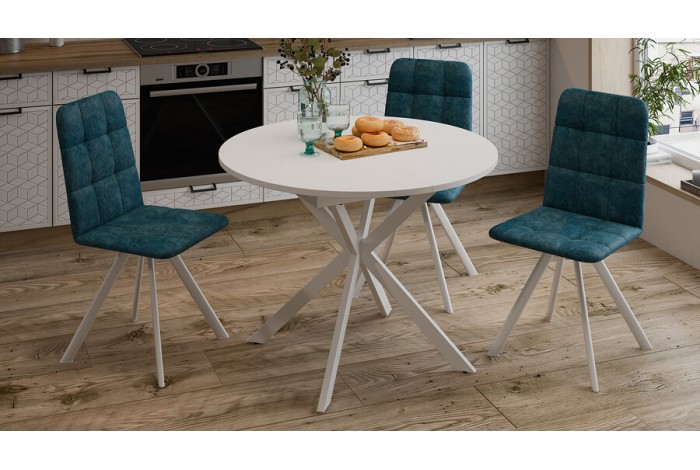 Стол обеденный раздвижной «Мэдисон» Тип 1 Белый муар, Белый