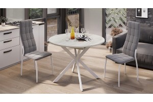 Стол обеденный раздвижной Мэдисон Тип 1 Белый муар, Дуб Крафт белый