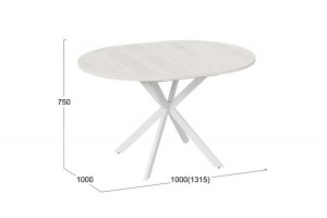 Стол обеденный раздвижной Мэдисон Тип 1 Белый муар, Дуб Крафт белый