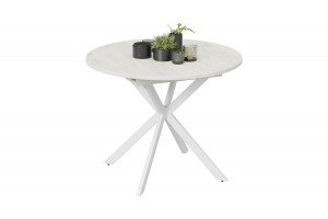 Стол обеденный раздвижной Мэдисон Тип 1 Белый муар, Дуб Крафт белый