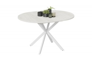 Стол обеденный раздвижной Мэдисон Тип 1 Белый муар, Дуб Крафт белый