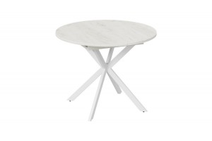 Стол обеденный раздвижной Мэдисон Тип 1 Белый муар, Дуб Крафт белый