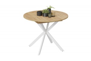 Стол обеденный раздвижной Мэдисон Тип 1 Белый муар, Дуб Крафт золотой