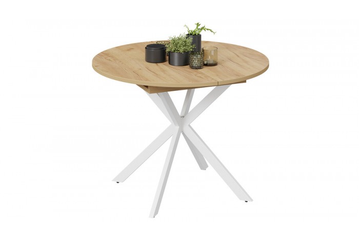 Стол обеденный раздвижной «Мэдисон» Тип 1 Белый муар, Дуб Крафт золотой