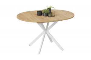 Стол обеденный раздвижной Мэдисон Тип 1 Белый муар, Дуб Крафт золотой