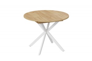 Стол обеденный раздвижной Мэдисон Тип 1 Белый муар, Дуб Крафт золотой