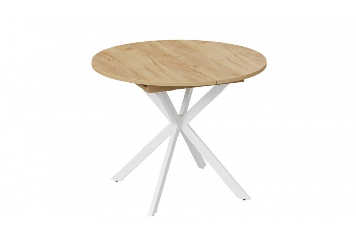 Стол обеденный раздвижной «Мэдисон» Тип 1 Белый муар, Дуб Крафт золотой