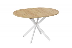 Стол обеденный раздвижной Мэдисон Тип 1 Белый муар, Дуб Крафт золотой