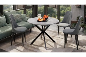 Стол обеденный раздвижной Мэдисон Тип 1 Черный муар, Ателье светлый