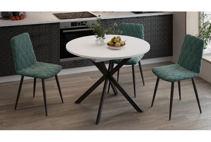 Стол обеденный раздвижной «Мэдисон» Тип 1 Черный муар, Белый