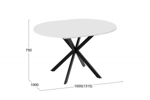 Стол обеденный раздвижной Мэдисон Тип 1 Черный муар, Белый