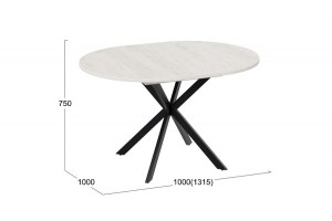 Стол обеденный раздвижной Мэдисон Тип 1 Черный муар, Дуб Крафт белый