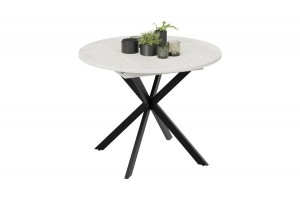 Стол обеденный раздвижной Мэдисон Тип 1 Черный муар, Дуб Крафт белый