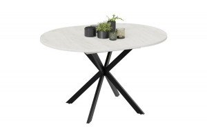 Стол обеденный раздвижной Мэдисон Тип 1 Черный муар, Дуб Крафт белый