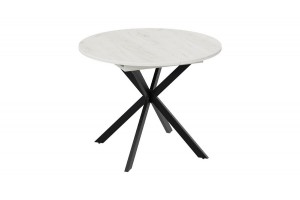 Стол обеденный раздвижной Мэдисон Тип 1 Черный муар, Дуб Крафт белый