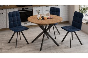 Стол обеденный раздвижной Мэдисон Тип 1 Черный муар, Дуб Крафт золотой