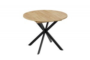 Стол обеденный раздвижной Мэдисон Тип 1 Черный муар, Дуб Крафт золотой