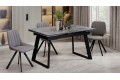 Стол обеденный раздвижной «Стоун» Тип 1 Черный муар, Керамика матовая серый мрамор