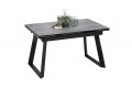 Стол обеденный раздвижной «Стоун» Тип 1 Черный муар, Керамика матовая серый мрамор