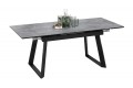 Стол обеденный раздвижной «Стоун» Тип 1 Черный муар, Керамика матовая серый мрамор