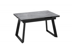 Стол обеденный раздвижной Стоун Тип 1 Черный муар, Керамика матовая серый мрамор