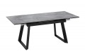 Стол обеденный раздвижной «Стоун» Тип 1 Черный муар, Керамика матовая серый мрамор