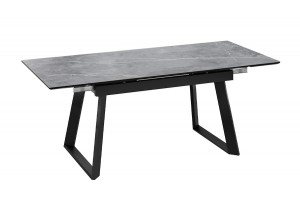 Стол обеденный раздвижной Стоун Тип 1 Черный муар, Керамика матовая серый мрамор