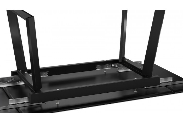 Стол обеденный раздвижной «Стоун» Тип 1 Черный муар, Керамика матовая серый мрамор