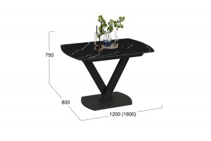 Стол обеденный Салерно Тип 1 Черный муар, Стекло черный мрамор