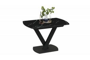 Стол обеденный Салерно Тип 1 Черный муар, Стекло черный мрамор