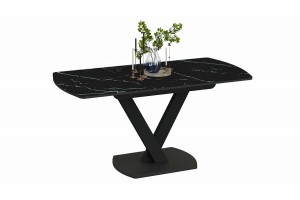 Стол обеденный Салерно Тип 1 Черный муар, Стекло черный мрамор