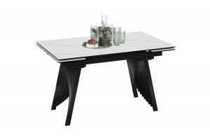 Стол обеденный Шелдон Тип 1 Черный муар, Керамика матовая белый мрамор