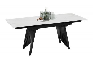 Стол обеденный Шелдон Тип 1 Черный муар, Керамика матовая белый мрамор