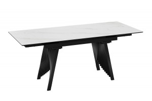 Стол обеденный Шелдон Тип 1 Черный муар, Керамика матовая белый мрамор