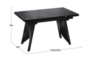 Стол обеденный Шелдон Тип 1 Черный муар, Керамика матовая черный мрамор