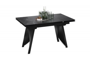 Стол обеденный Шелдон Тип 1 Черный муар, Керамика матовая черный мрамор