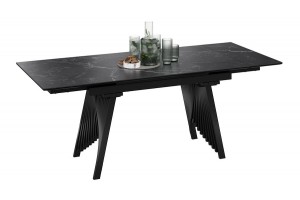 Стол обеденный Шелдон Тип 1 Черный муар, Керамика матовая черный мрамор