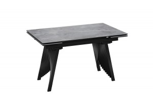 Стол обеденный Шелдон Тип 1 Черный муар, Керамика матовая серый мрамор