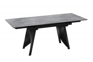 Стол обеденный Шелдон Тип 1 Черный муар, Керамика матовая серый мрамор