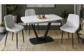 Стол обеденный «Сингапур» Тип 1 Черный муар, Стекло белый мрамор