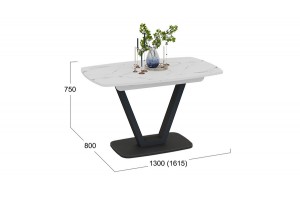 Стол обеденный Сингапур Тип 1 Черный муар, Стекло белый мрамор