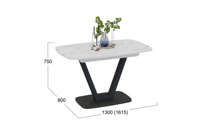 Стол обеденный «Сингапур» Тип 1 Черный муар, Стекло белый мрамор