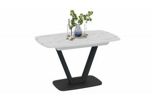 Стол обеденный Сингапур Тип 1 Черный муар, Стекло белый мрамор