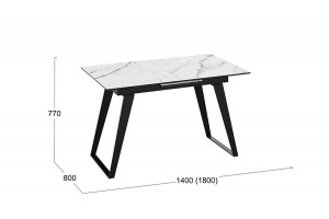 Стол обеденный Техно Черный муар, Стекло глянцевое белый мрамор