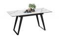 Стол обеденный «Техно» Черный муар, Стекло глянцевое белый мрамор