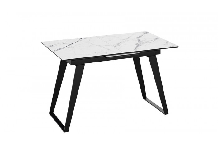 Стол обеденный «Техно» Черный муар, Стекло глянцевое белый мрамор