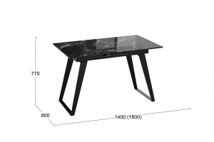 Стол обеденный Техно Черный муар, Стекло глянцевое черный мрамор